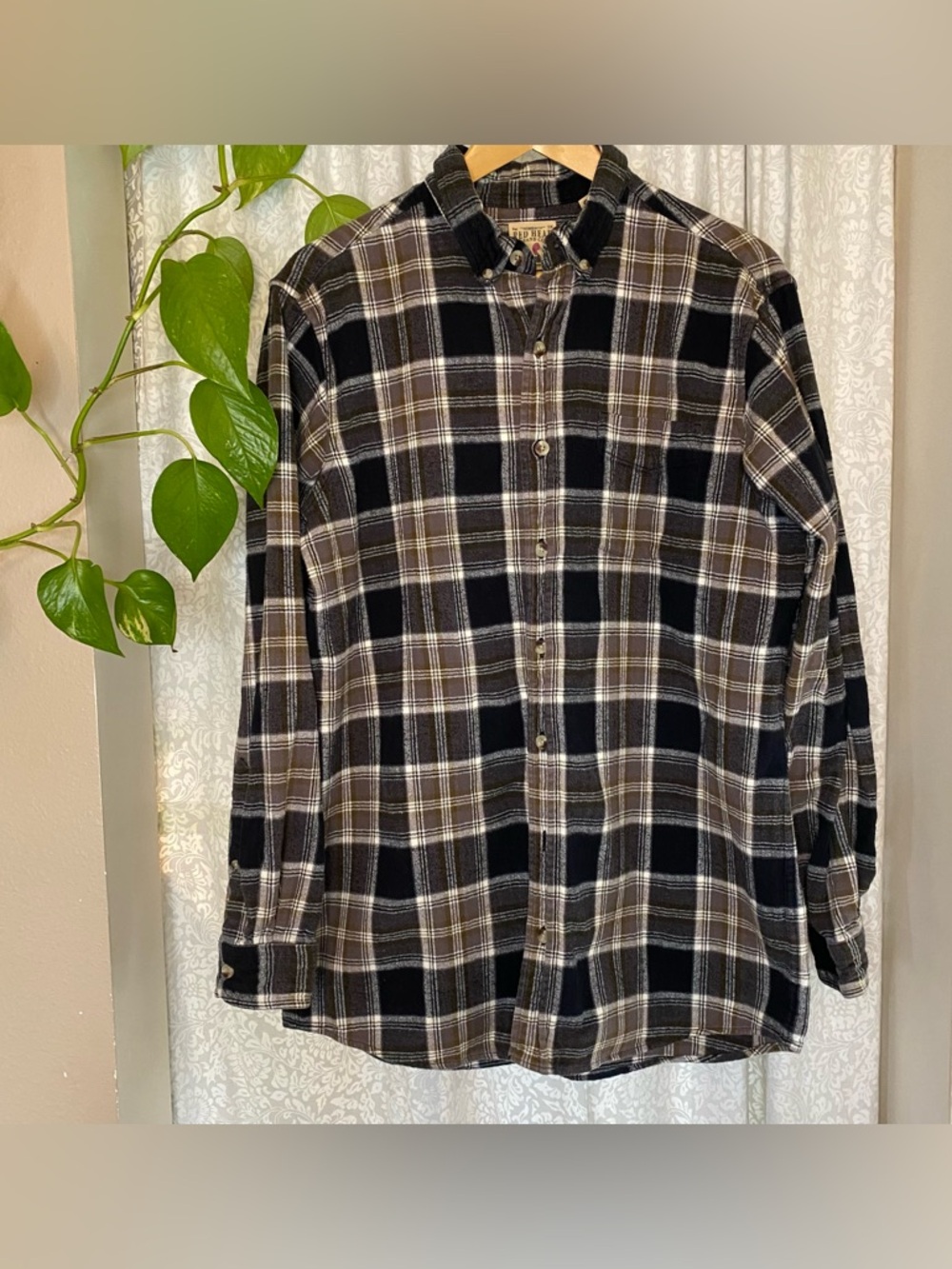RedHead Black & Brown Plaid Button-Down Flannel